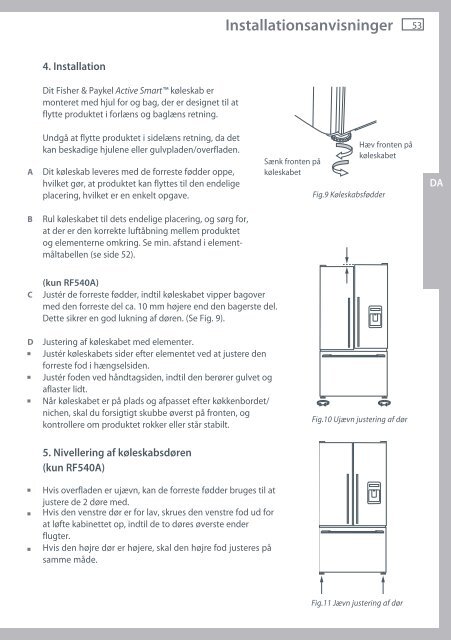 Installationsanvisninger - Fisher & Paykel