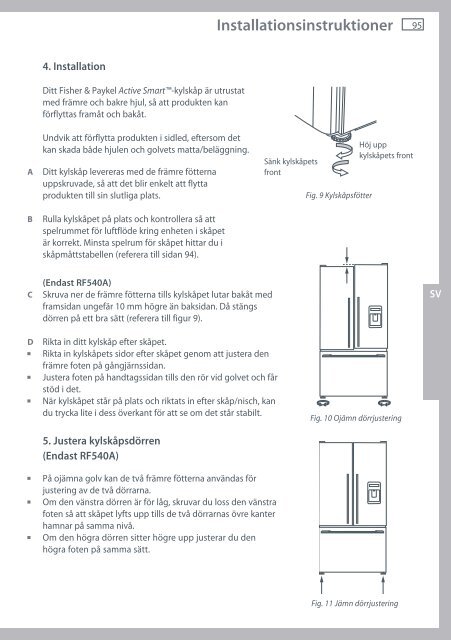 Installationsanvisninger - Fisher & Paykel