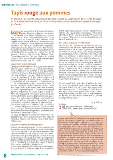 Eduquer à l'environnement en maternelle - Symbioses