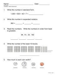 2nd Grade 1st Trimester Math Assessment