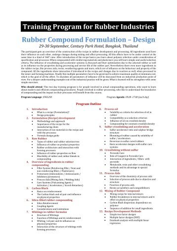 Training Program for Rubber Industries Rubber Compound ...