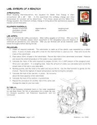 Lab: Entropy of a Reaction - Honors Chemistry Coursework