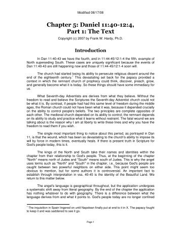 Chapter 5: Daniel 11:40-12:4, Part 1: The Text - Historicism.org
