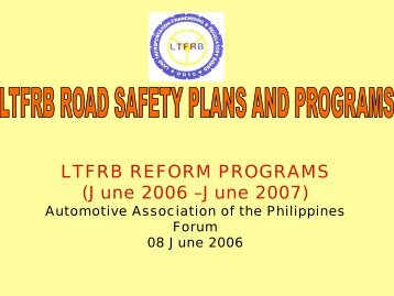 LTFRB Road Safety Plans and Programs