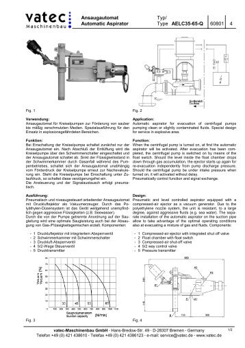 Ansaugautomat Typ/ Automatic Aspirator Type AELC35-65-Q 60801 4