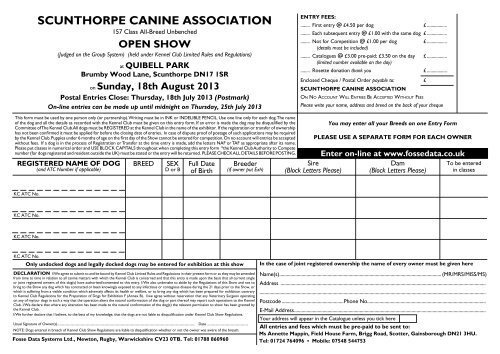 Entry Form - Fosse Data