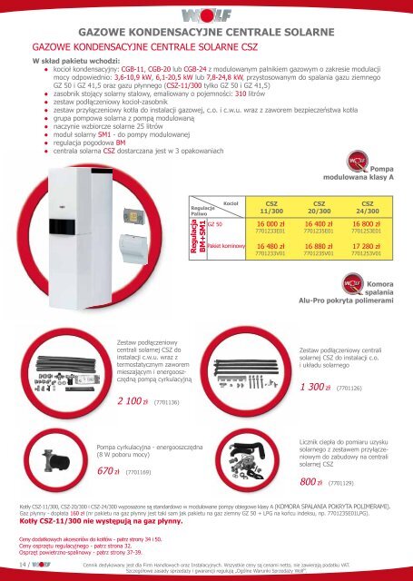Wolf cennik kotÃ…Â‚y gazowe olejowe centrale kondensacyjne ... - Polmark