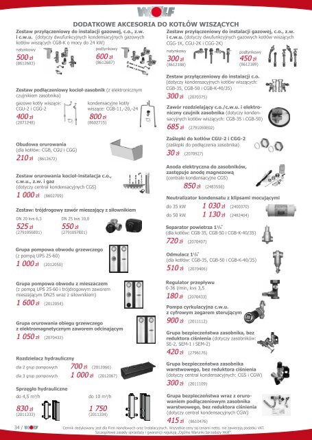 Wolf cennik kotÃ…Â‚y gazowe olejowe centrale kondensacyjne ... - Polmark
