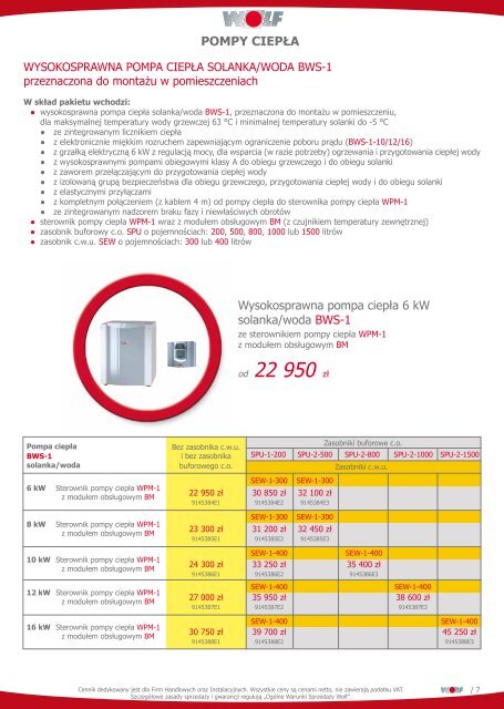 Wolf cennik kotÃ…Â‚y gazowe olejowe centrale kondensacyjne ... - Polmark