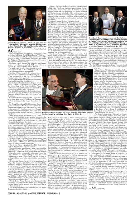 Masonic Journal - Freemasons of Wisconsin
