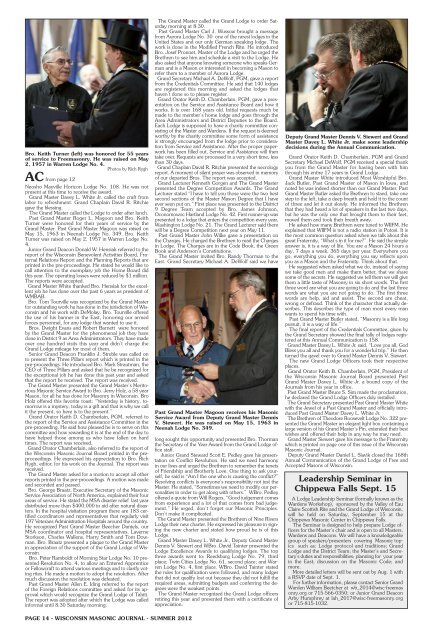 Masonic Journal - Freemasons of Wisconsin