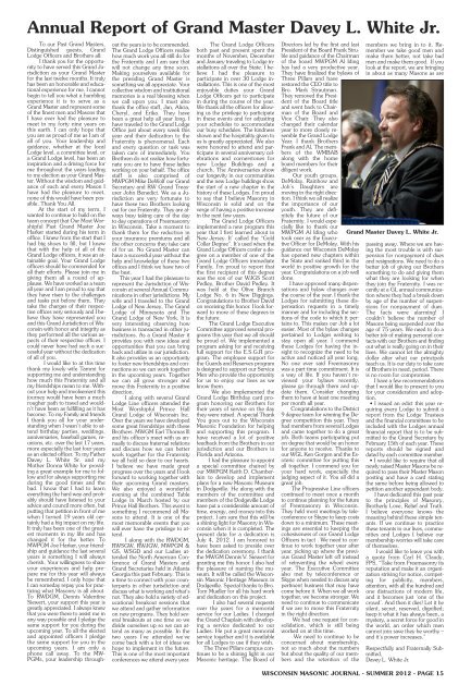 Masonic Journal - Freemasons of Wisconsin