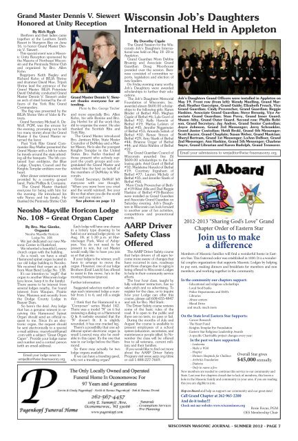 Masonic Journal - Freemasons of Wisconsin