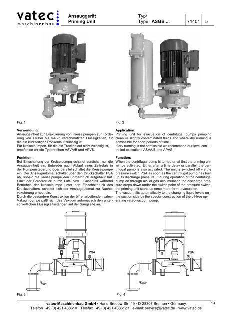 Priming Unit Type ASGB ... 71401 5 - vatec Maschinenbau GmbH