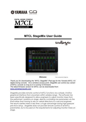M7CL StageMix User Guide [English] - Yamaha Commercial Audio