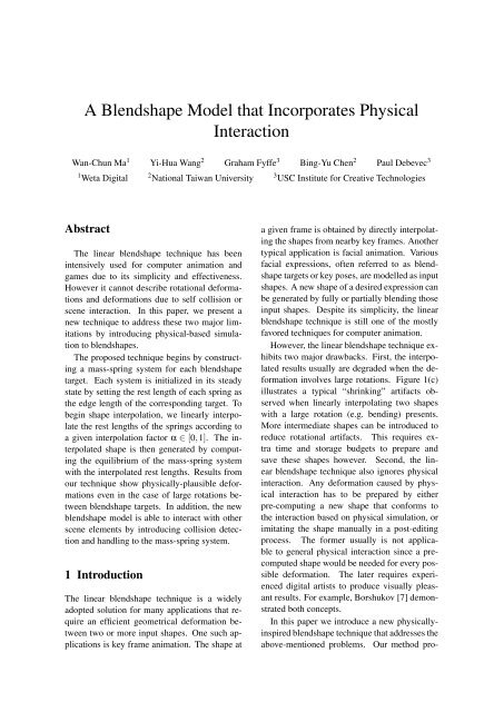 A Blendshape Model that Incorporates Physical Interaction