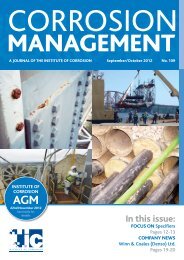 In this issue: - the Institute of Corrosion