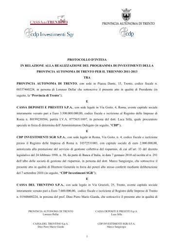 Protocollo cassa depositi e prestiti.pdf - Provincia Autonoma di ...