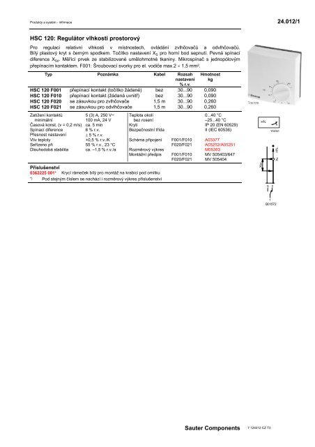 SAUTER katalog - DvoupolohovÃ© regulÃ¡tory /cz - Marcomplet