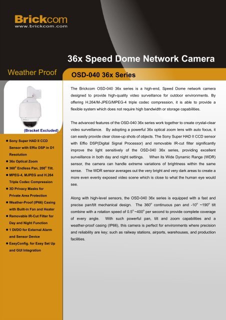 36x Speed Dome Network Camera - asmag