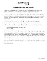 RECRUITING PHONE SCRIPT - United American Insurance Company