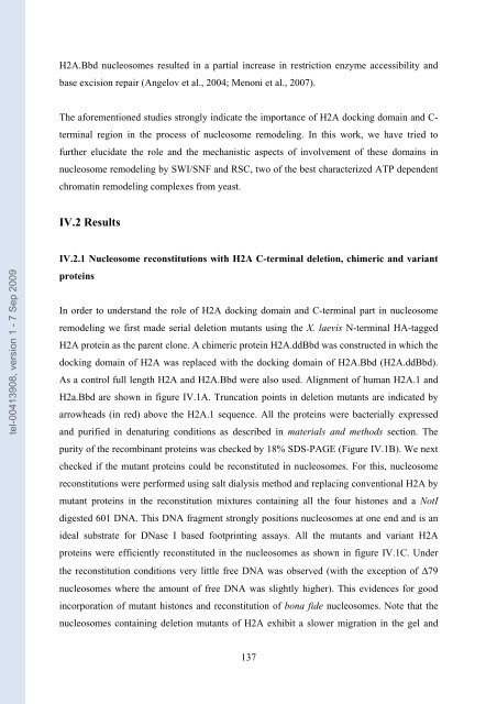 Etudes sur le mécanisme de remodelage des nucléosomes par ...