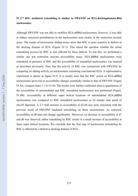 Etudes sur le mécanisme de remodelage des nucléosomes par ...