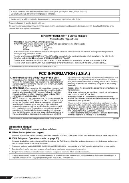 Owner's Manual - Yamaha Commercial Audio