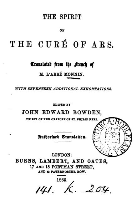 The Spirit of the Cure of Ars.pdf - the Catholic Kingdom!