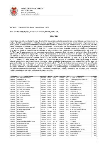 ASUNTO: Edicto notificaciÃ³n denuncias de trÃ¡fico - Ayuntamiento de ...