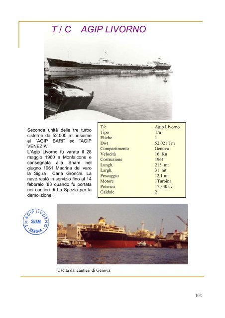 Storia della flotta SNAM, 2 - associazione pionieri e veterani eni