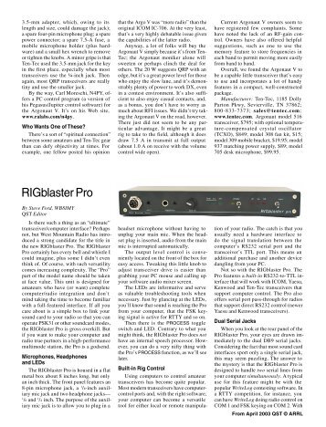 April 2003 QST RIGblaster pro review - West Mountain Radio