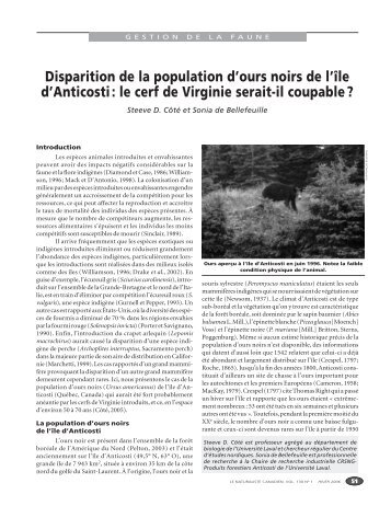 Disparition de la population d'ours noirs de l'île d'Anticosti : le cerf de ...