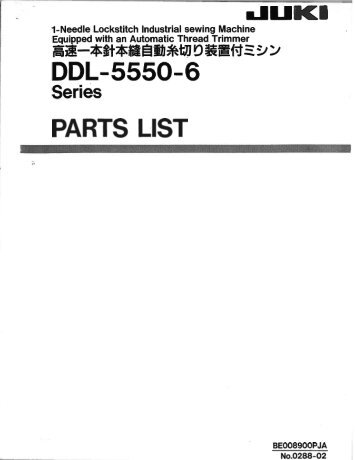 Parts book for Juki DDL-5550-6