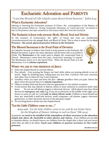 Eucharistic Adoration and Parents flyer - Saint Patrick Parish