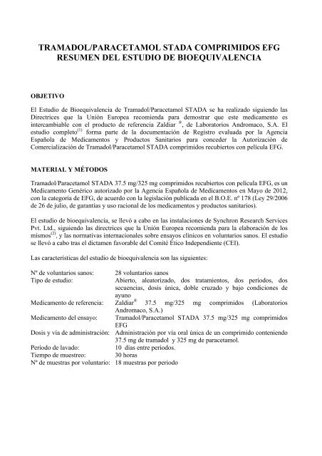 Paracetamol tramadol genérico