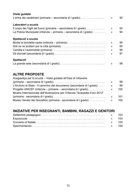 Progetto 2012/2013 - Comune di Padova