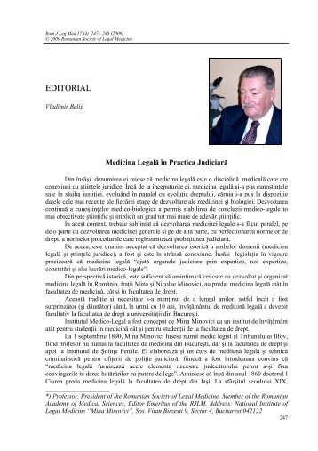 EDITORIAL - Romanian Journal of Legal Medicine