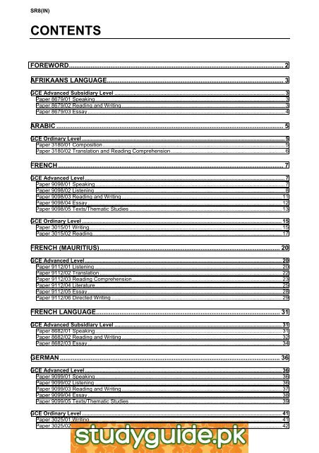 GCE Advanced Level - StudyGuide.PK