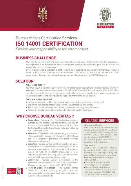 ISO 14001 CERTIFICATION - Bureau Veritas