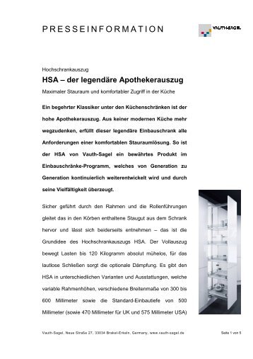 HSA – der legendäre Apothekerauszug - Vauth-Sagel