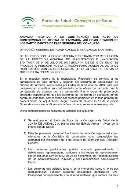 anuncio relativo a la continuación del acto de conformidad de ...