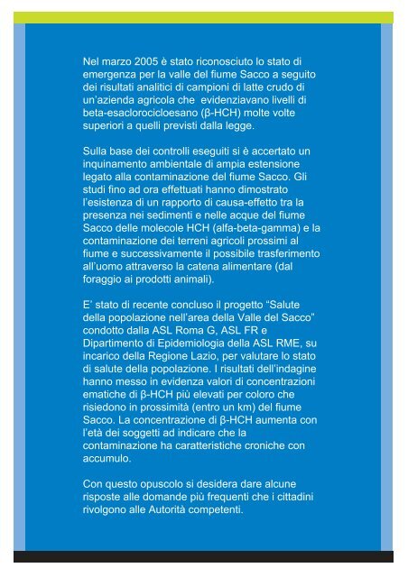 inquinamento della valle del sacco - Agenzia di SanitÃ  Pubblica ...