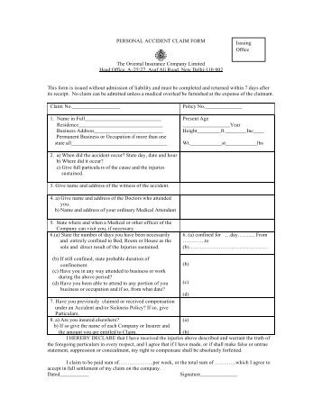 Claim Form - Health Insurance India