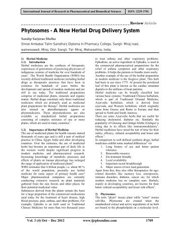 Phytosomes - A New Herbal Drug Delivery System - International ...