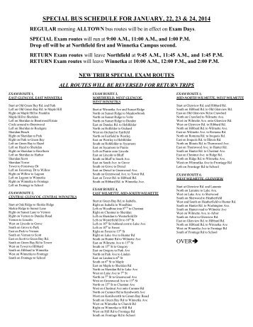 Final Exam Shuttle Bus Schedule