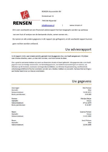 Voorbeeld adviesrapport - Rensen