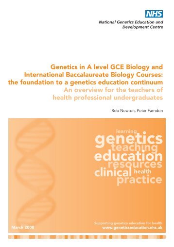 Genetics in A Level GCE Biology and International Baccalaureate ...