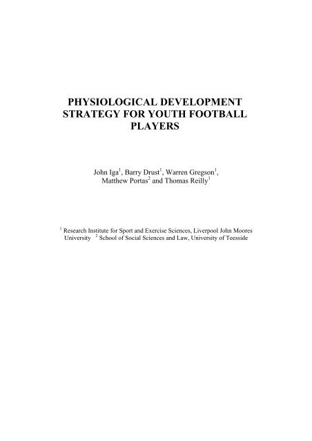 physiological development strategy for youth football players