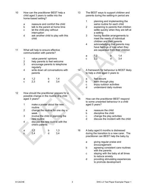 Exemplar Test Papers - Cache